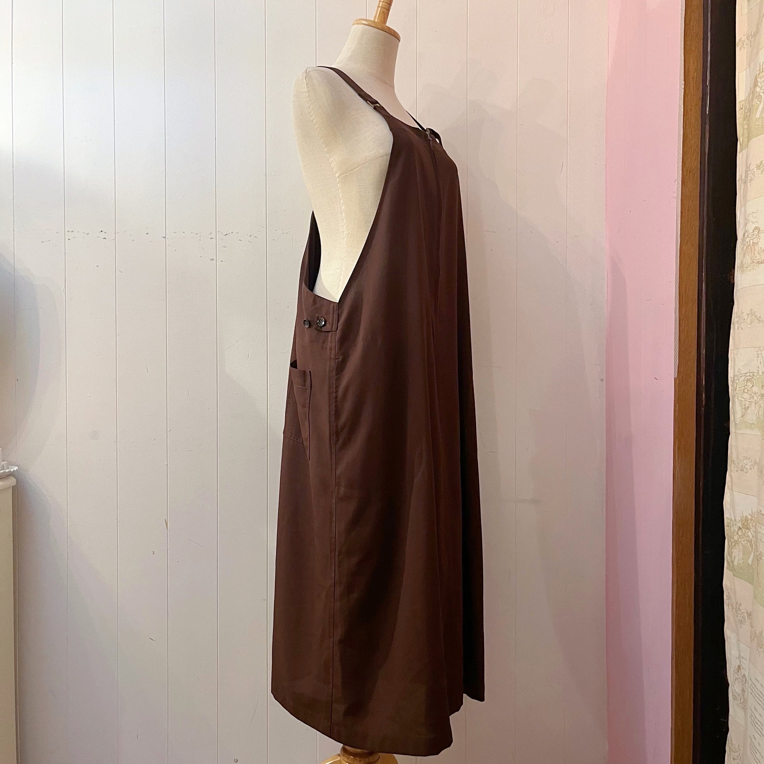 brown front fastener jumper skirt