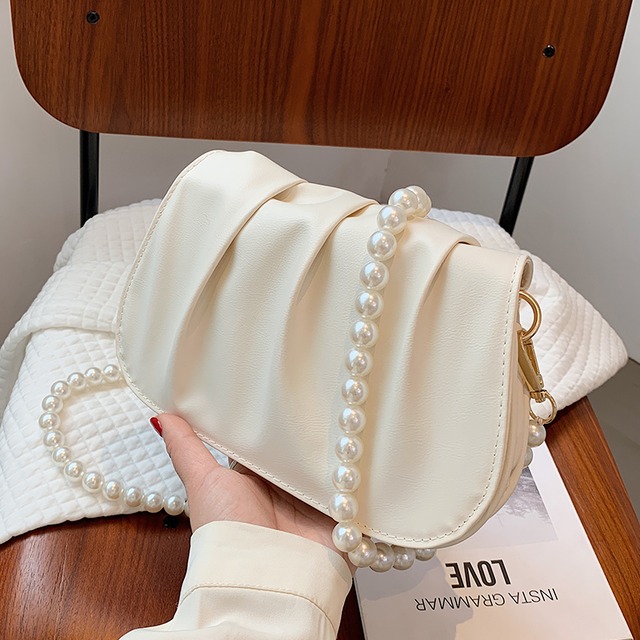 サマーパールチェーン 夏物 真珠 スクウェア メッセンジャーバッグ Tiancai_Wing_Bag85846179714