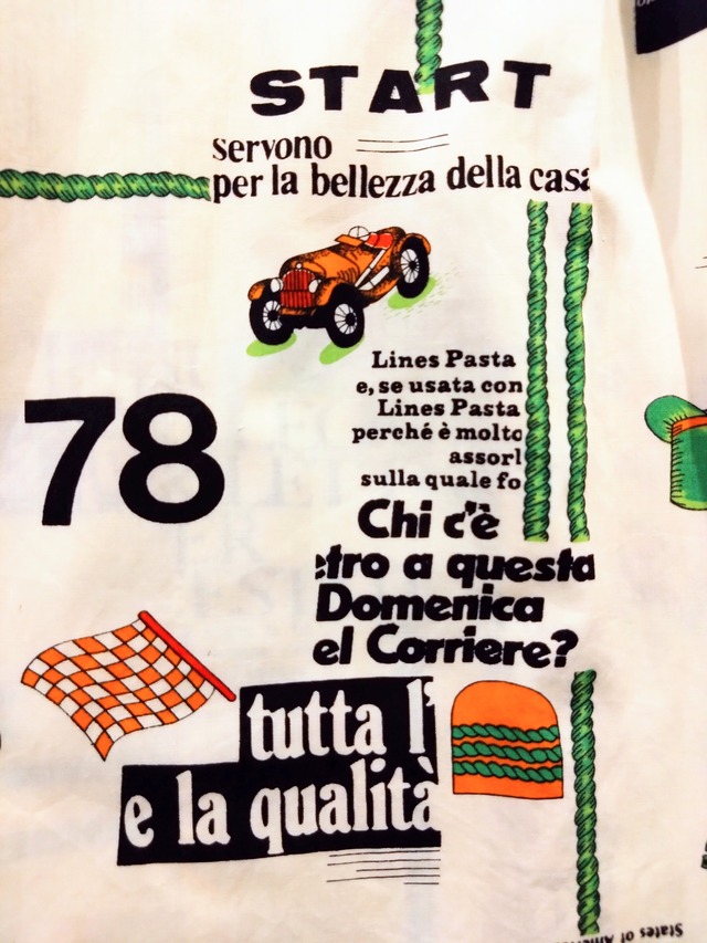 レトロカーと英数字とロープシャツ/コットン国産洋服綿車模様