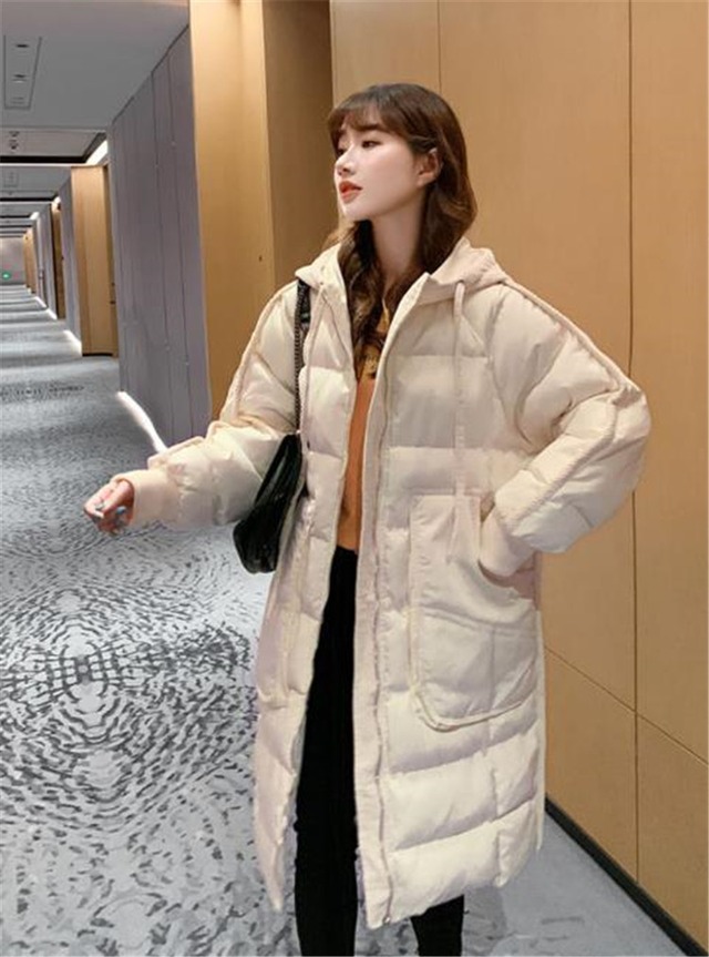 ダウンコート 冬 新 中・長セクション 厚みをつける フード付き