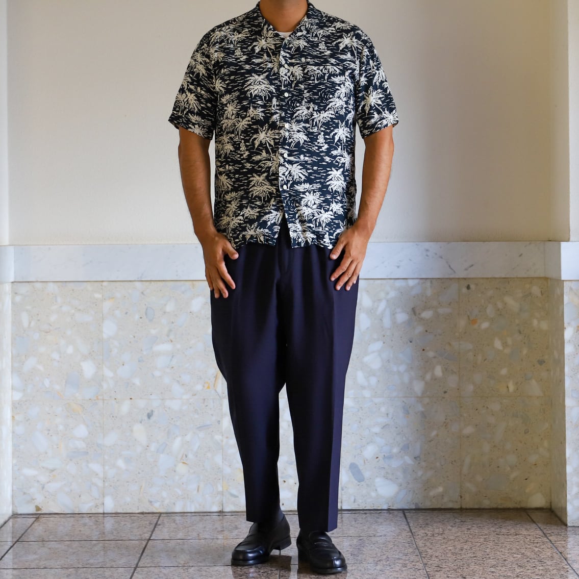 未使用】90s Ralph Lauren special rayon open collar shirt big size