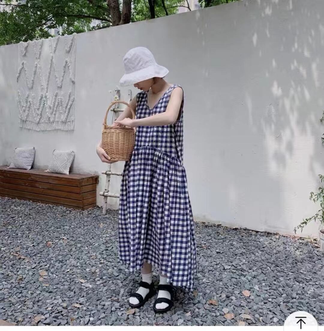 ギンガムチェックタンクワンピース　AJ22008-9910