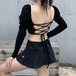 ✞✝✞ ホルタースリーブトップス ショートTシャツ ロング♥カワイイ♥ レース 長袖 スクウェア ✞✝✞ ゴスロリ SM ミリ 甘ロリ クラロリ 和ロリ エレガント 黒ロリ 姫ロリ 華ロリ AA-AA79915068049
