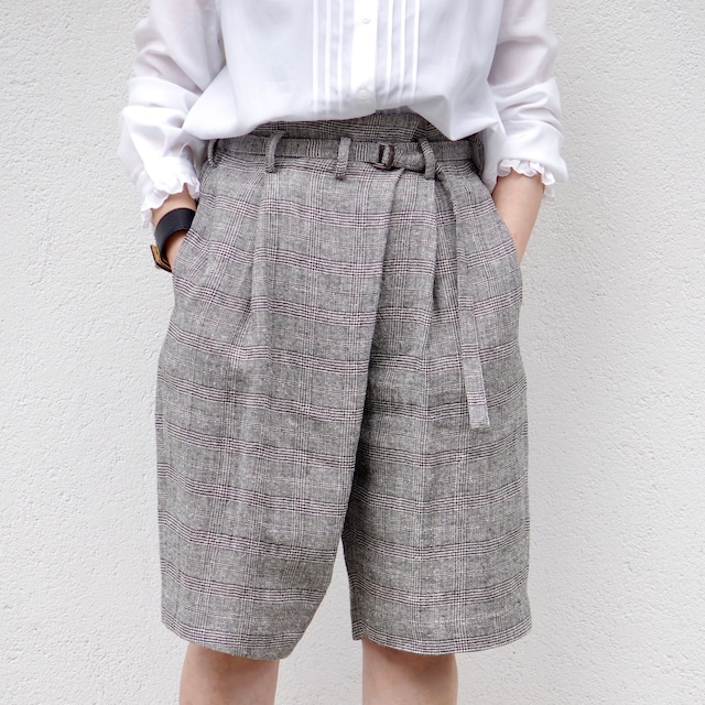 SIWALY  Wraped Short Check Pants