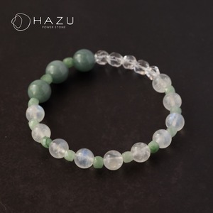 未来を照らす朝露の雫［ブルー翡翠／翡翠／ブルームーンストーン／水晶］