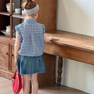 夏フリルチェック柄ベスト