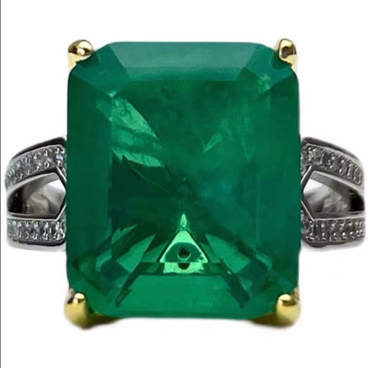 15カラット 合成エメラルド グリーン 人工 クール リング 指輪 緑色