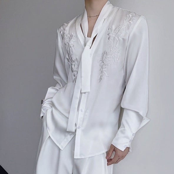 デザイン刺繍ボウタイシャツ 1color MTO0381