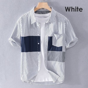 Patchwork Stripe Short Sleeve Shirt / パッチワーク ストライプ 半袖 シャツ