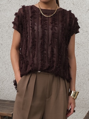 Fringe sequin knit tunic(フリンジスパンコールニットチュニック)【5535011】select by Bou Jeloud