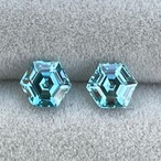 【2ピースペア】 ブルージルコン ヘキサゴンカット5mm, Total 1.63ct カンボジア産