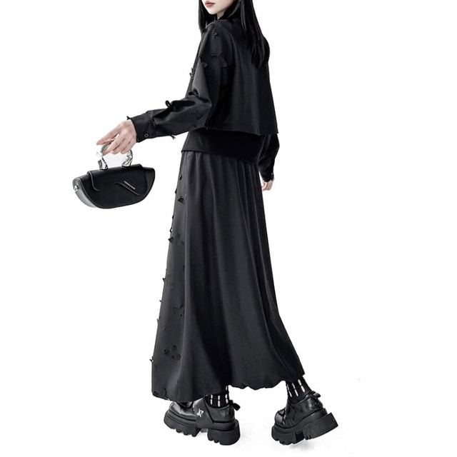 Floral cutwork shirt setup C1480