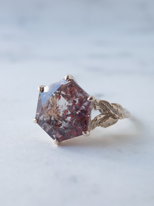 Lepidocrocite in Quartz Ring Hexagon - 1