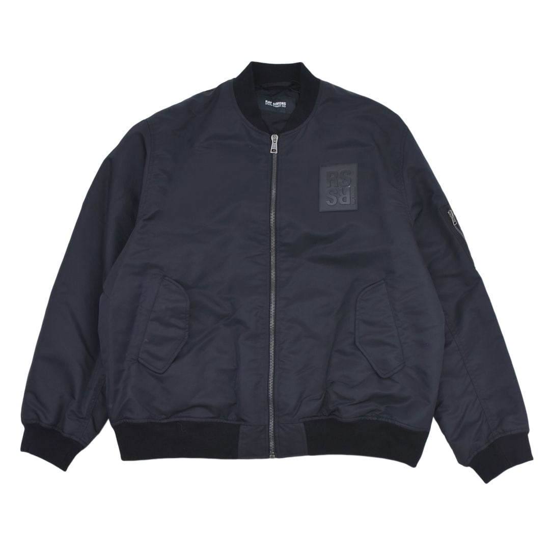 RAF SIMONS】Classic bomber with leather patch(BLACK) | AYIN RAF SIMONS】Classic bomber with leather patch(BLACK) | AYIN