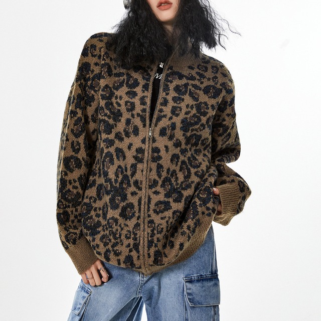 leopard knit cardigan　レオパードニットカーディガン　J0498