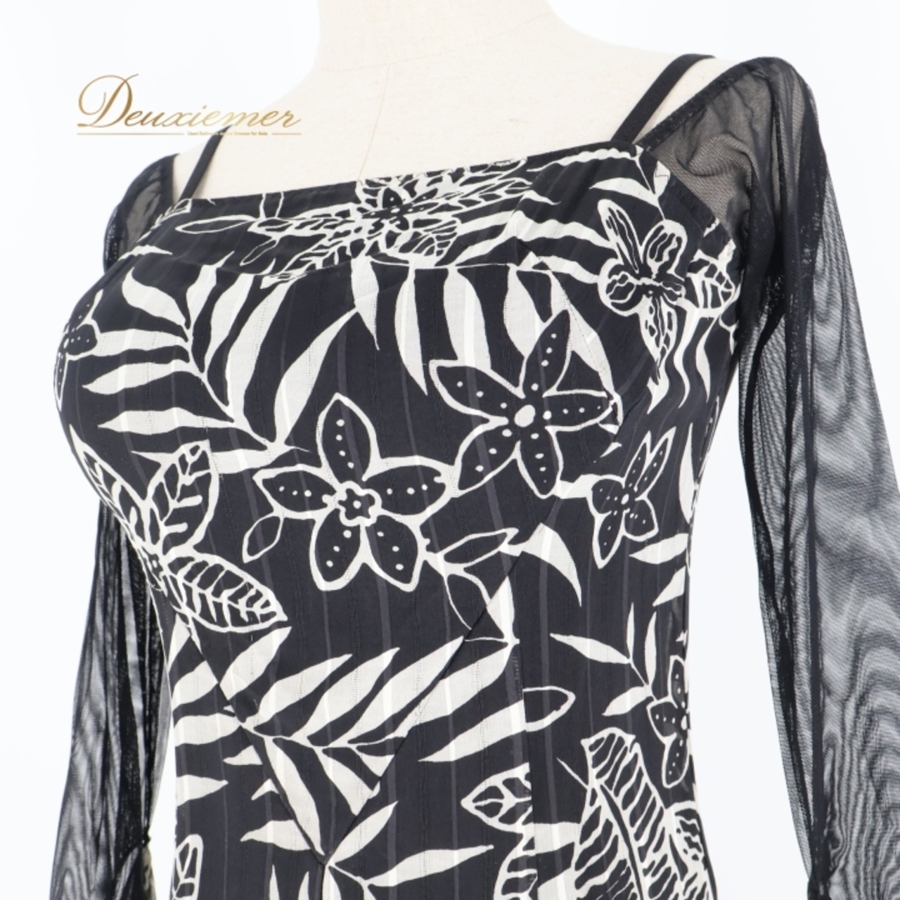 社交ダンス 衣装 スタンダードドレス ワンピース ドレス 黒 白 柄 模様 in the MOOD インザムード 日本製 ゼブラ フロート レース パーティドレス パーティ 発表会 ブラック系 ホワイト系 グレイ系 花柄 パーティー 長袖 フレア シンプル 上品 エレガント レディース フォーマル ダンス 発表会用 おしゃれ ステージ衣装