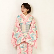 「陽だまりとチューリップ」蝶柄〜セオアルファ　浴衣・夏着物・単衣