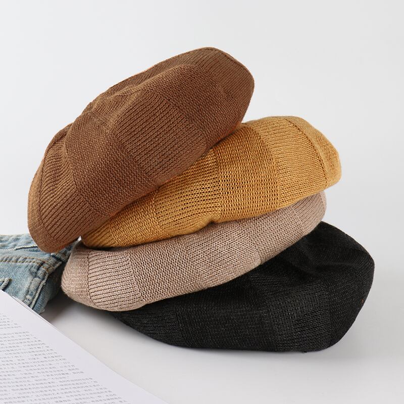 サマー薄手キャップ スタンダード レトロ 帽子 夏物 ベレット ヘアアクセサリー ブラック・アイド・ピーズ80215990168