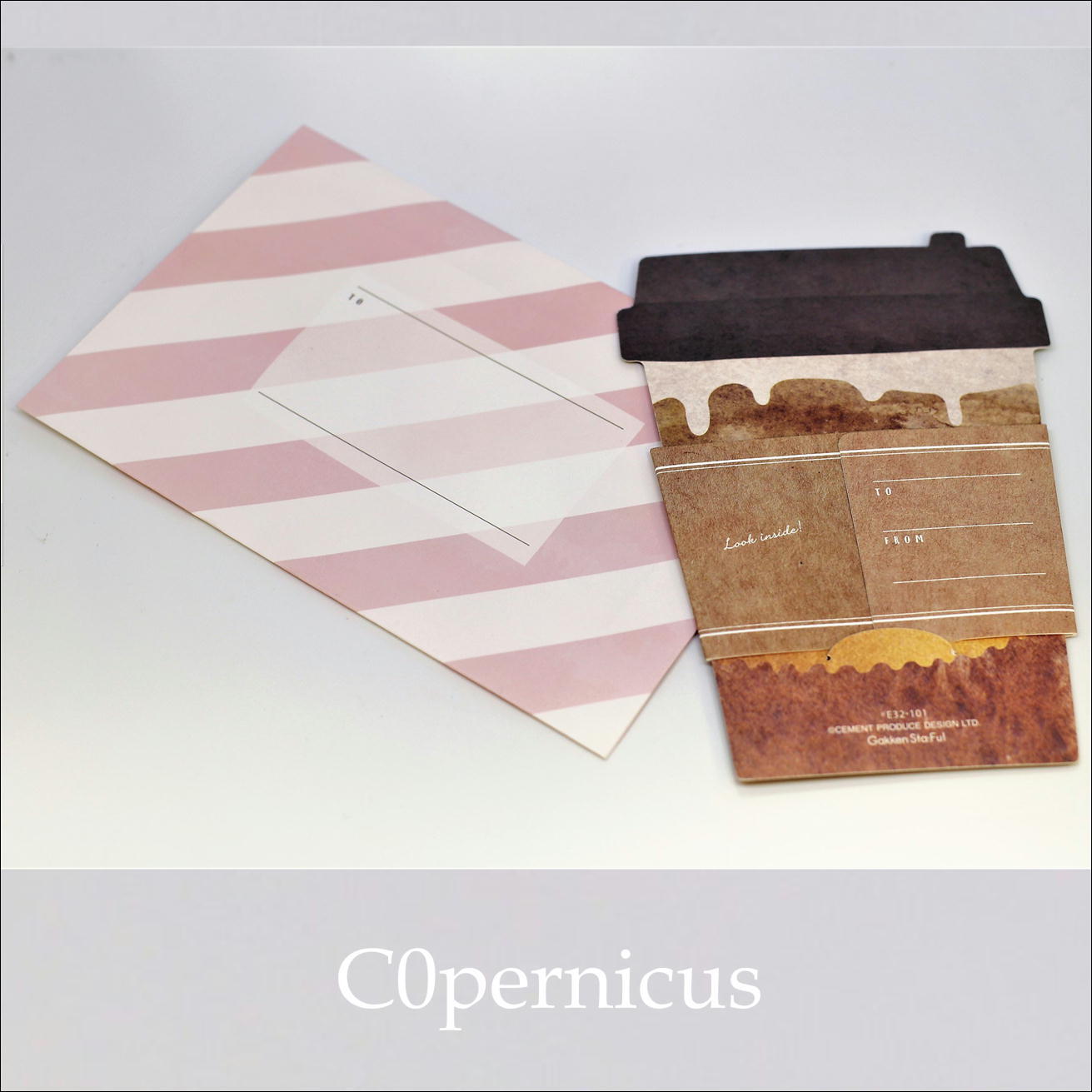 封筒付メッセージカード/グリーティングカード(コーヒーカフェカップ