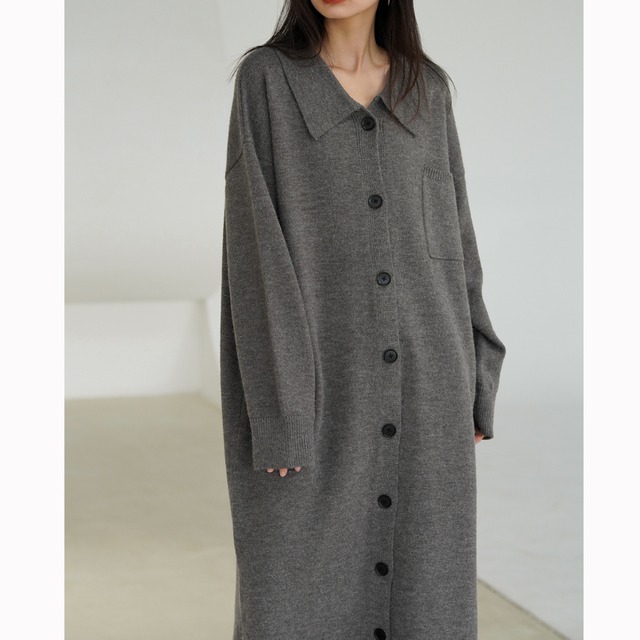 shirt-collar knit dress J00132