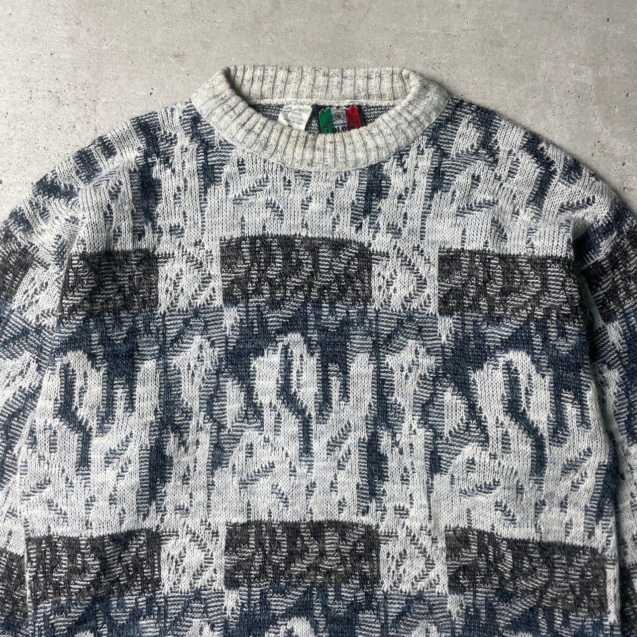 ヴィンテージ イタリア製 COLORE 総柄ニットセーター アクリル×ウール 