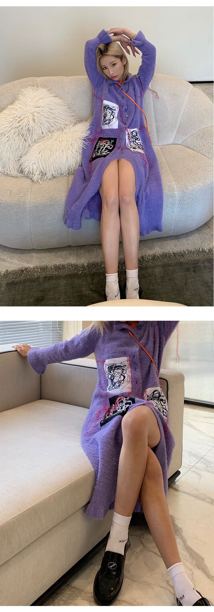 コート 紫 パープル コート 黒 ファー ブルゾン ジャンパー コート 紫 パープル コート 黒 ファー ブルゾン ジャンパー