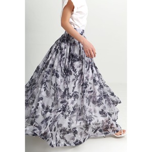 ギャザーたっぷり マキシ丈シフォンスカートG0688