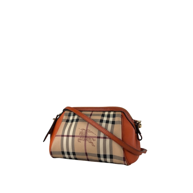 BURBERRY バーバリー ノバチェック ショルダーバッグ ベージュ×オレンジ ロゴ PVCレザー 2WAY ワンショルダー vintage ヴィンテージ オールド 2e2732