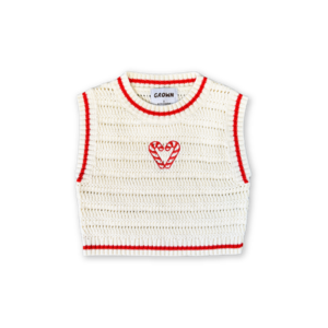 GROWN / Candy Cane Heart Vest - Milk