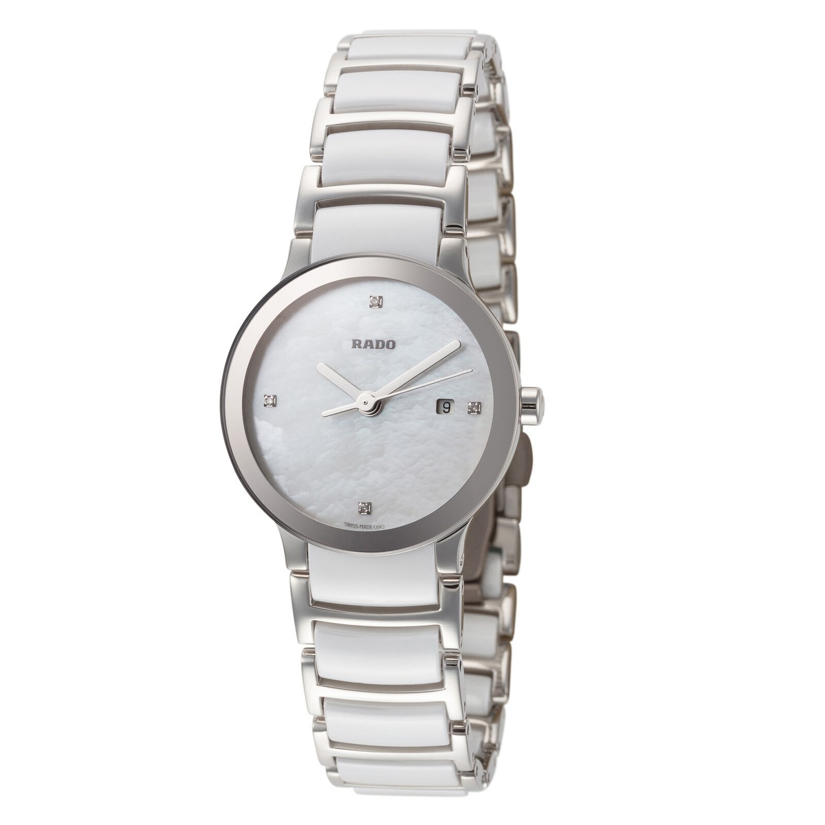 【関税・送料込】Rado レディース R30928902 Centrix 28mm ホワイト マザーオブパール ダイヤル セラミック 腕時計