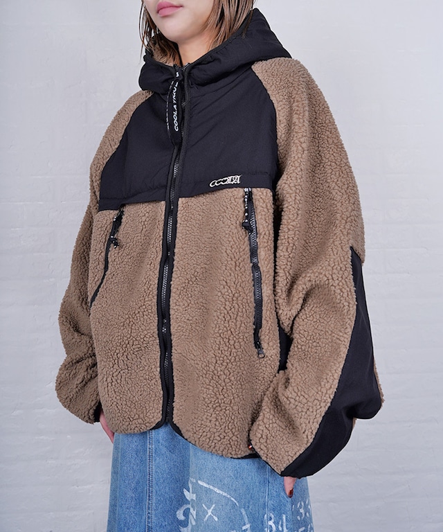 COOLAペイントジップボアフーディー (BEIGE)　CQ-47139H