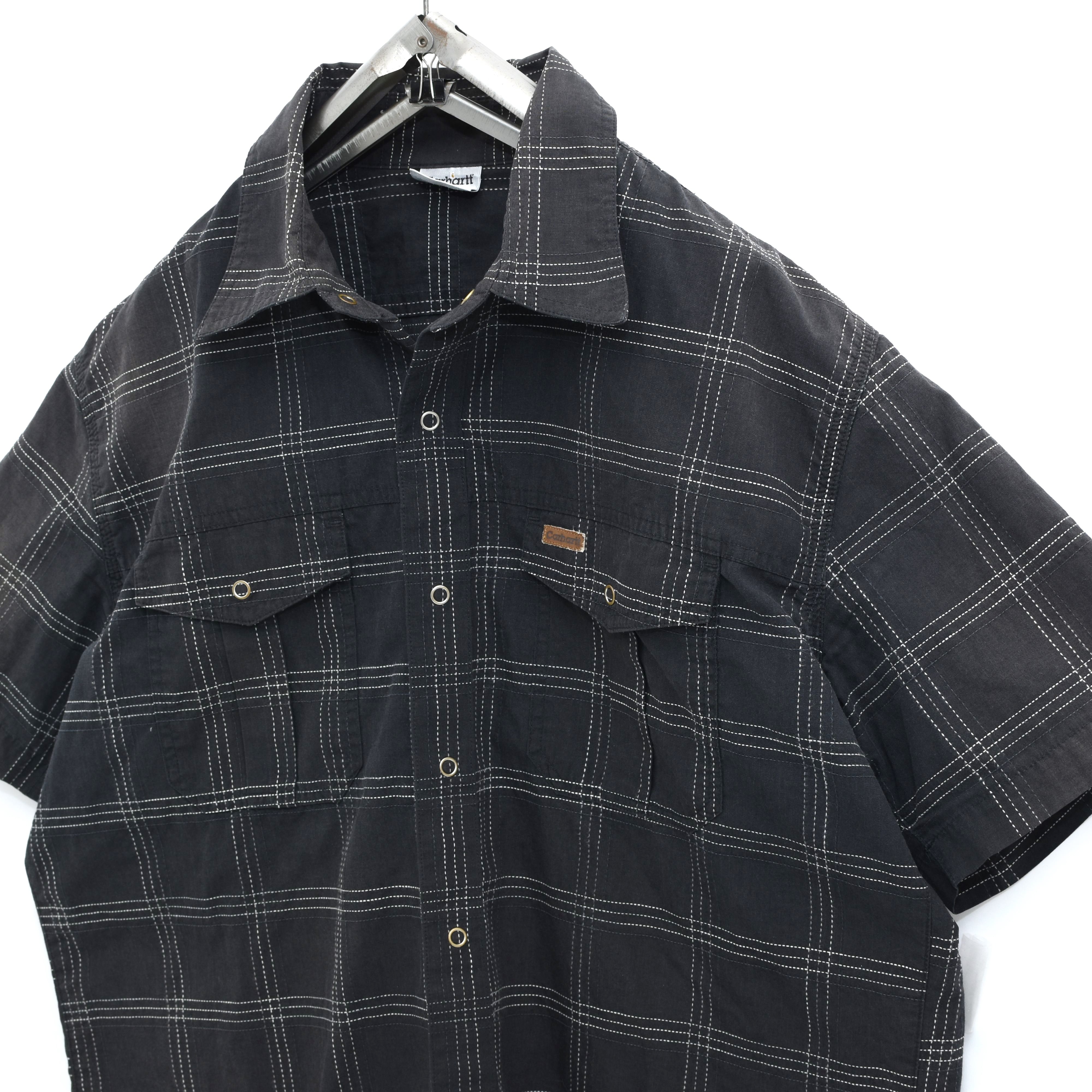 carhartt ステッチチェック ワッペンロゴ 刺繍 ワークシャツ | 古着屋