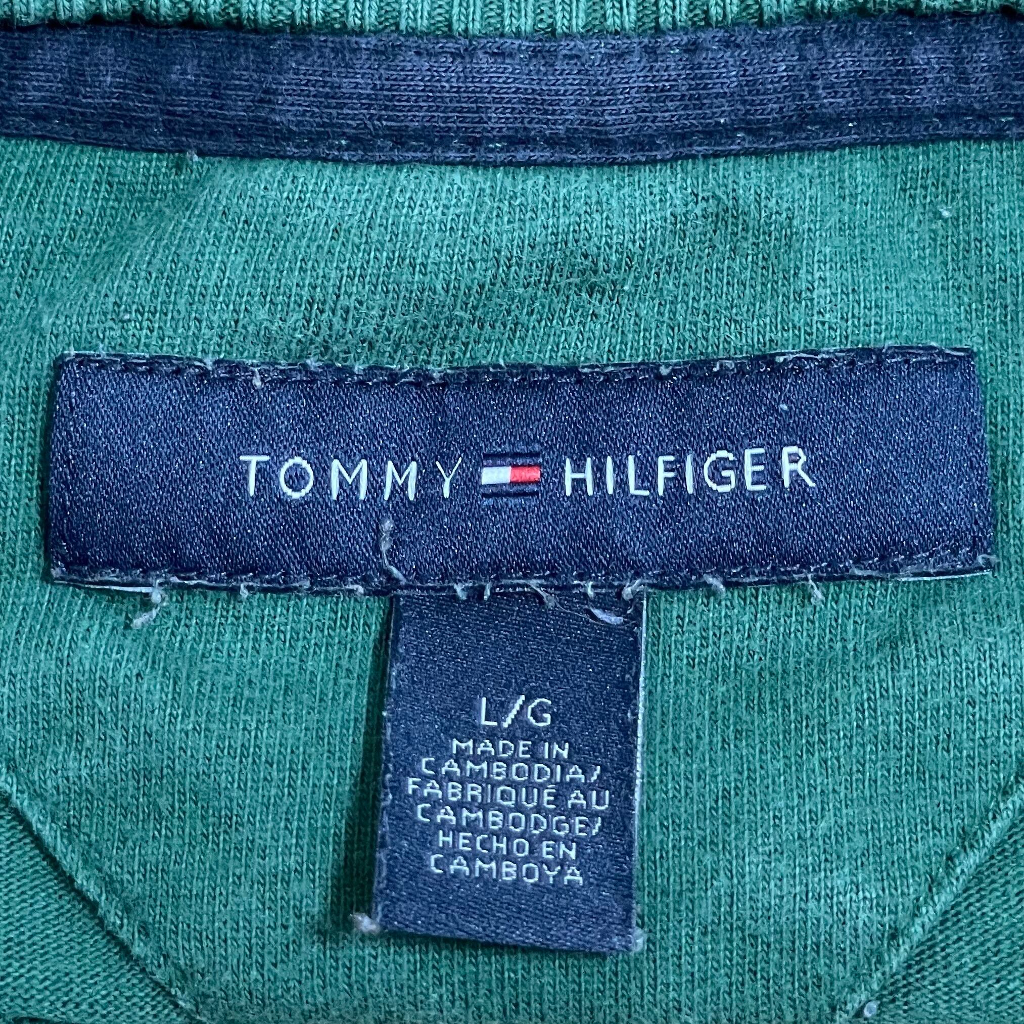 【人気デザイン】トミーヒルフィガー 刺繍 グリーン緑 L スウェット トレーナー