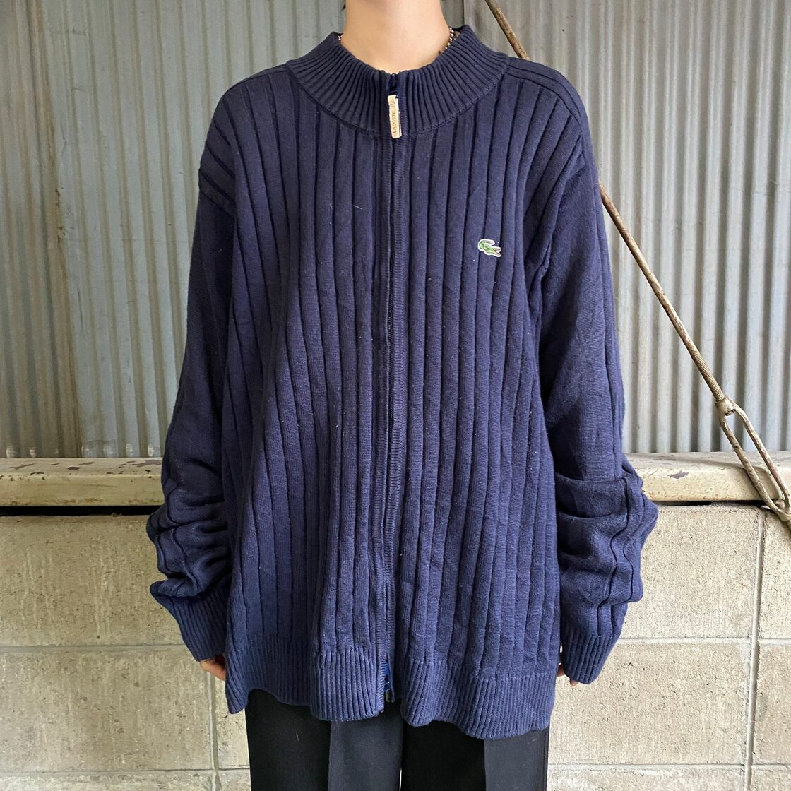 LACOSTE ラコステ コットン×アクリル フルジップセーター メンズXL相当 