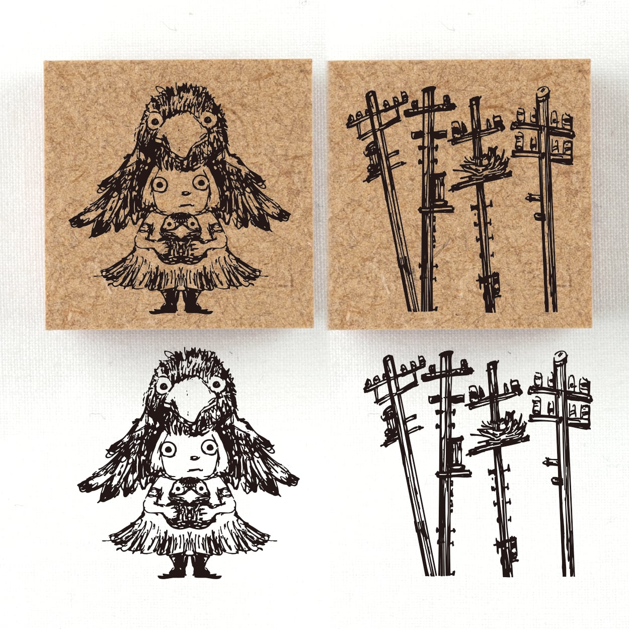 『カラスの精霊カラマ』 動物の精霊アニマ達のスタンプ　30mm