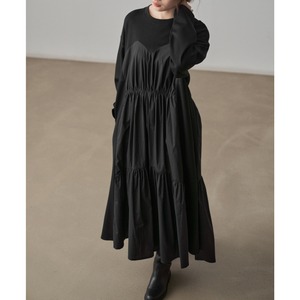 gathered switching dress　J00201