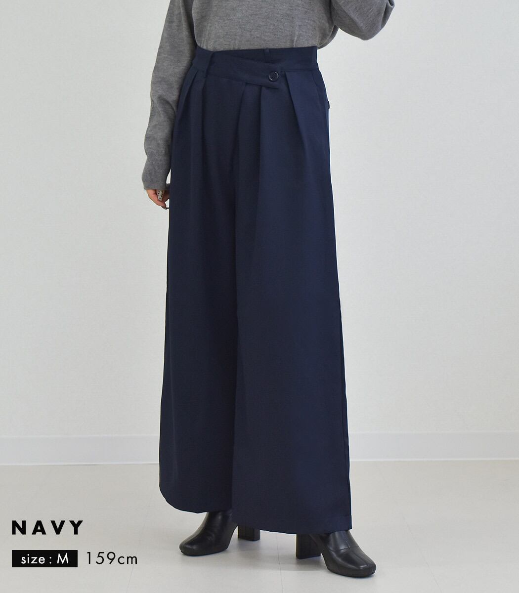 メール便】タック ワイド パンツ スラックス レディース／pants609