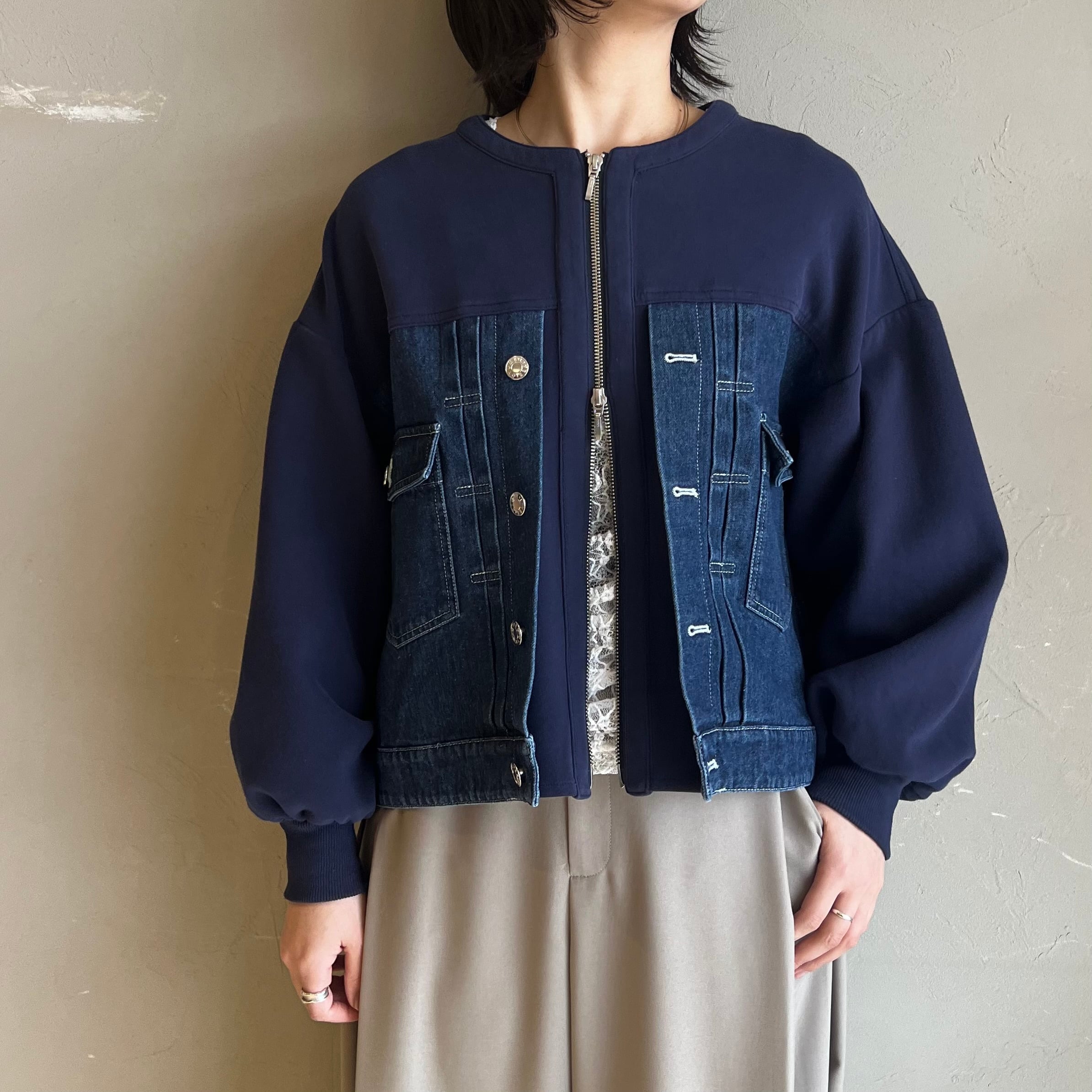 【 QTUME 】 デニム×ダンボールドッキングブルゾン