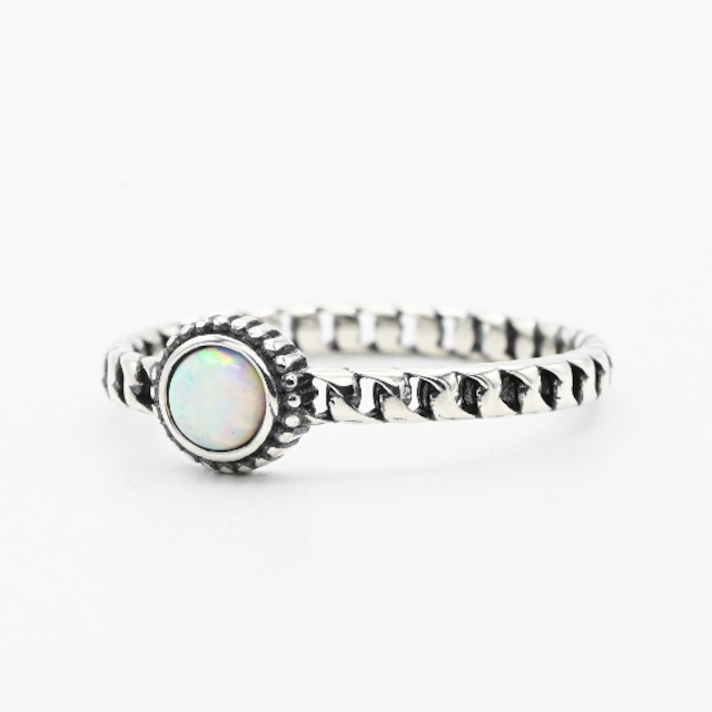 White Opal Accent Chain Design Arm Ring #13.5 / Denmark