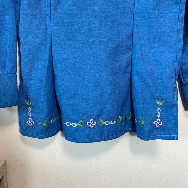 ビンテージ 70s 刺繍 古着 ヒッピー リメイク ウエスタンシャツ  