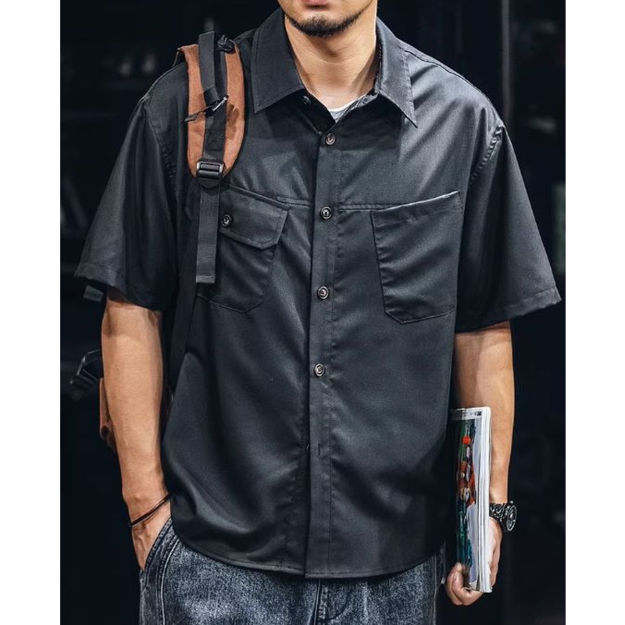 Short Sleeve Button-Down Shirt ◇H0328