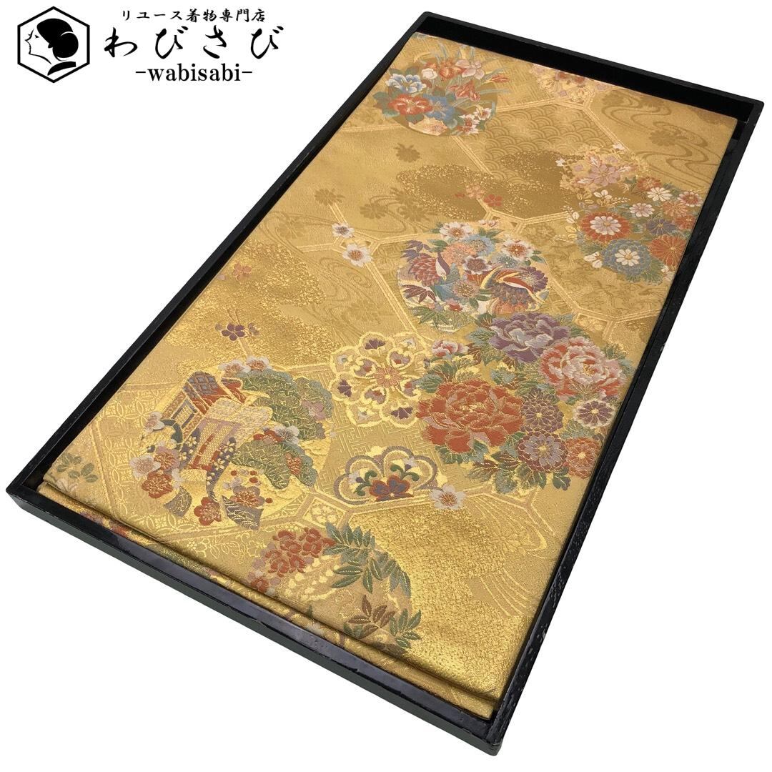袋帯 持統天皇 百人一首 歌絵文様 西陣 金銀彩 O-3060 袋帯 持統天皇 百人一首 歌絵文様 西陣 金銀彩 O-3060 着物 きもの