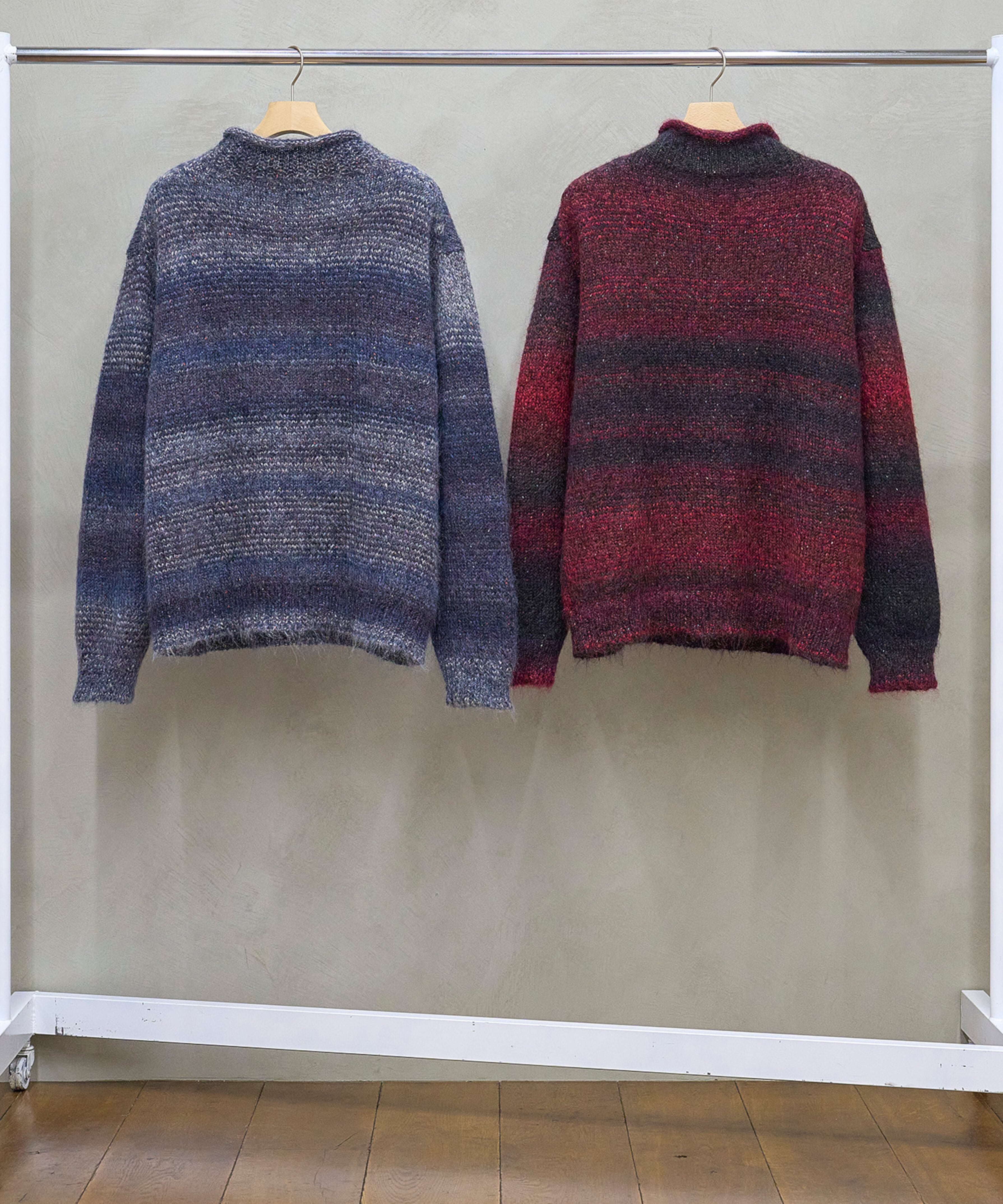 UNUSED / US2529 MOHAIR PULLOVER KNIT (NAVY×GRAY) | AfterSchool