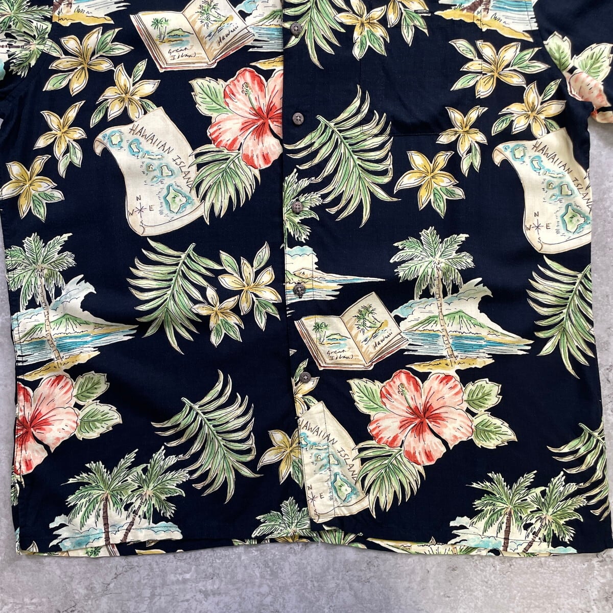 90年代 Batik Bay 総柄 レーヨン ハワイアンシャツ メンズXL相当 古着