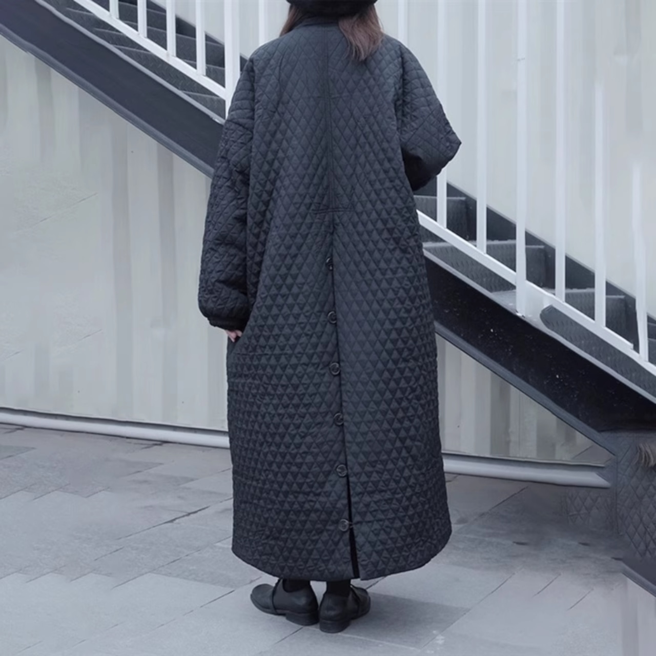 Quilted long coat (ME106)