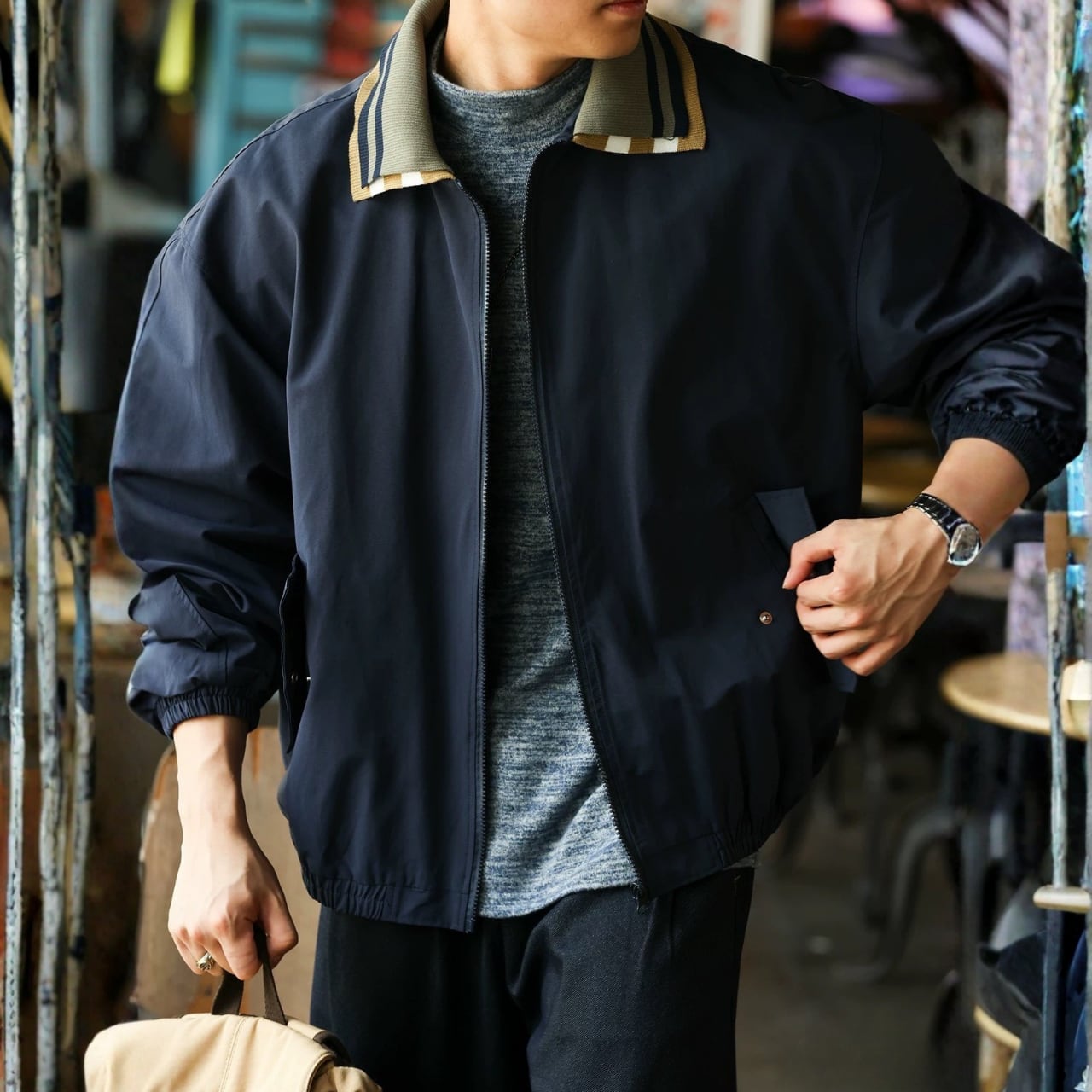 オープンカラー ジップアップ ジャケット 00580