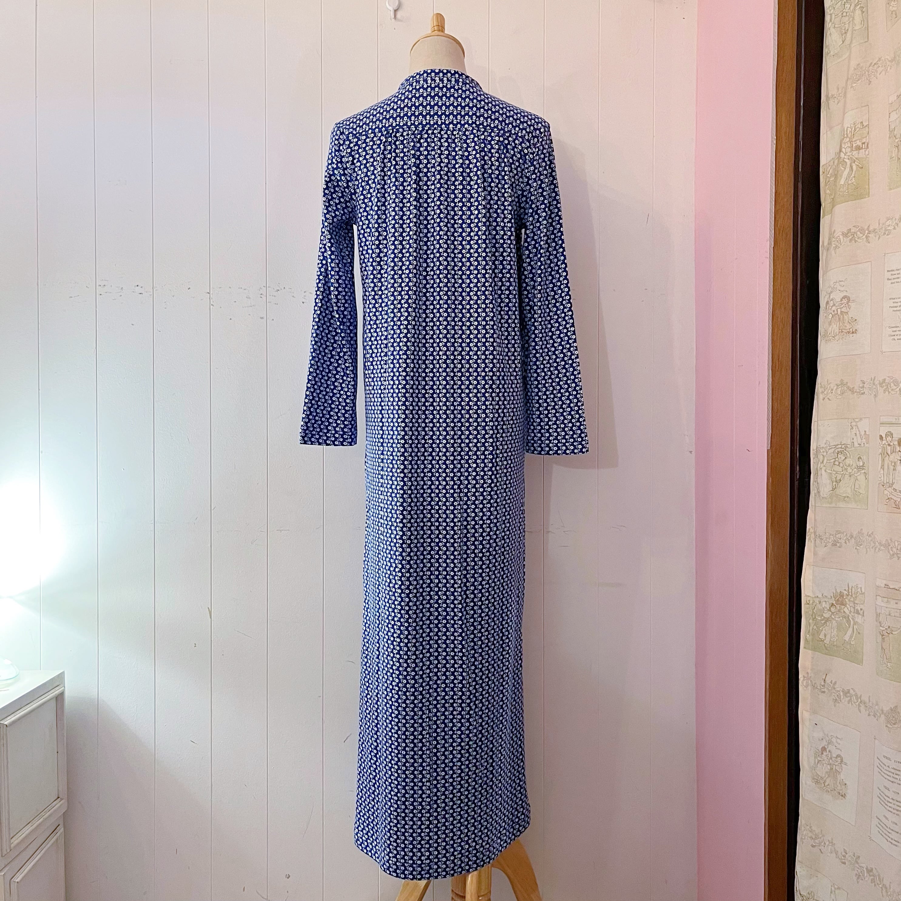 blue white flower neglige one-piece