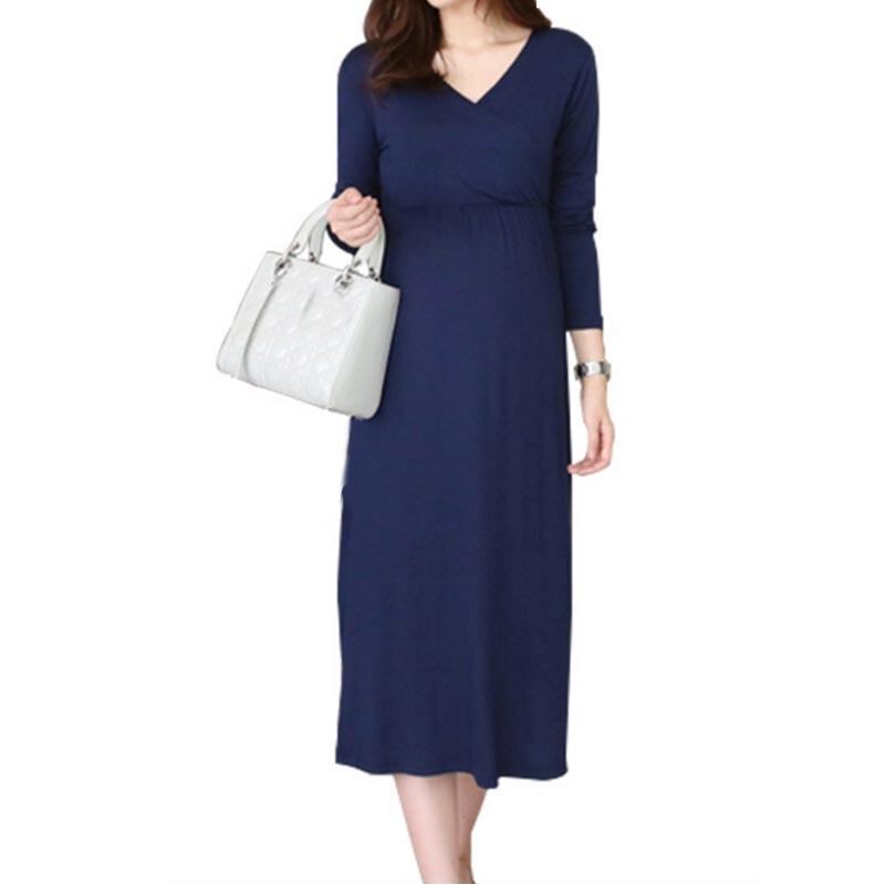 【新作】【送料無料】 マタニティドレスVネックコンシニティ服妊婦ガードルウエスト伸縮性妊娠ドレスフルドレス春夏 エラスティック スプリング 春物 サマー 夏物 expec531129072188