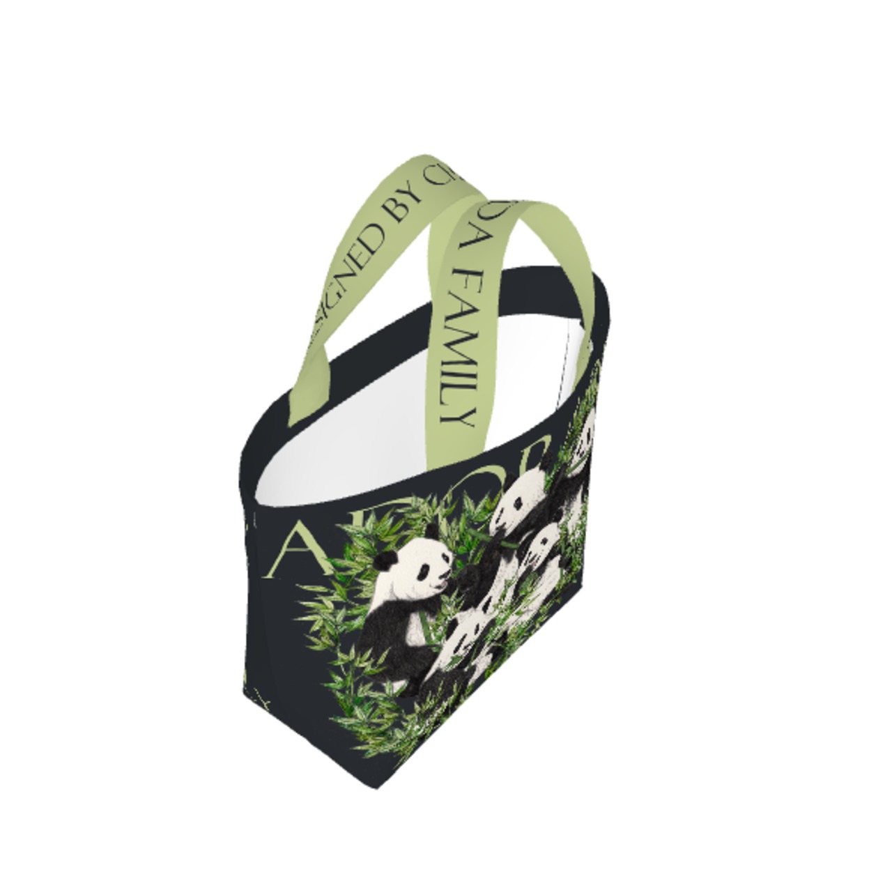 ◆受注生産◆「もぐもぐパンダファミリー」柄◆全面フルカラーSサイズトート