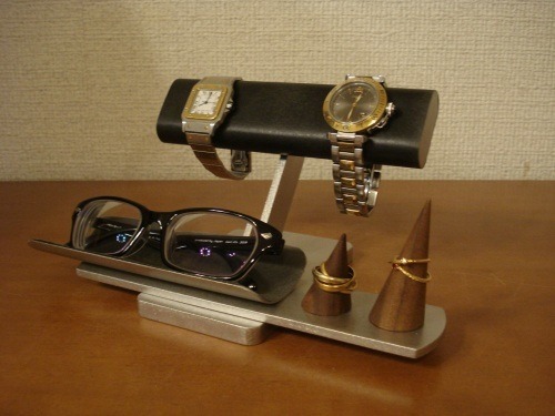 腕時計スタンド　腕時計スタンド 高級　腕時計スタンド おしゃれ　ウオッチスタンド　腕時計スタンド 2本　ブラック2本掛け腕時計、ダブルリング、メガネスタンド　★リングスタンド未固定　No.141203